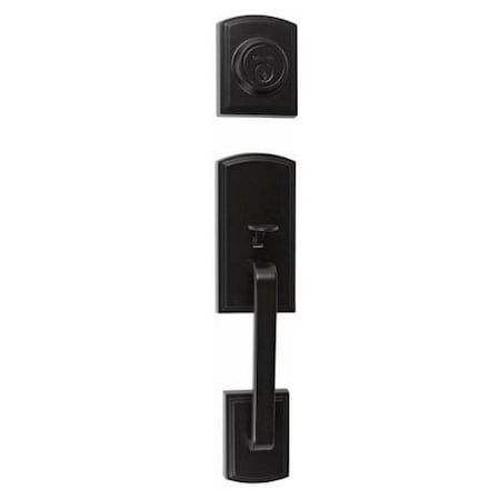 Delaney Hardware Visconti Single Cylinder Black Door Handleset with Santo Interior 374004SN